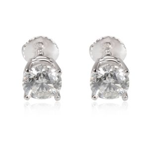 Diamond Stud Earrings in 18K White Gold 125 ctw I JI1 I2 Cart