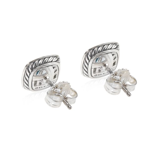 105276 bv David Yurman Albion Blue Topaz Diamond Stud Earrings in Sterling Silver