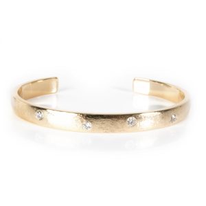 Hammered Diamond Cuff in 14K Yellow Gold 056 CTW Cart