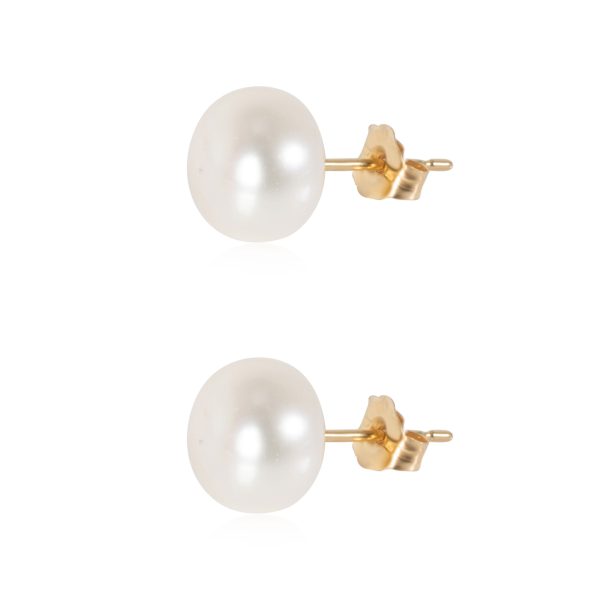 105334 sv Cultured Pearl Stud Earring in 14K Yellow Gold 8mm