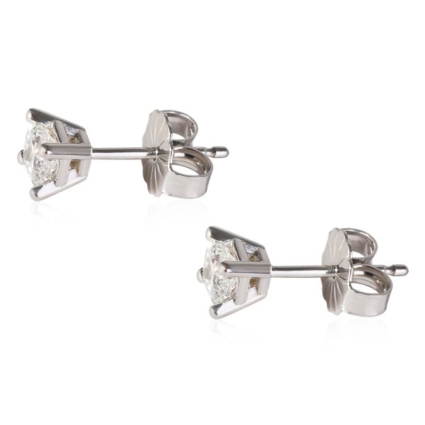 105361 pv GIA Certified Princess Cut Diamond Stud Earrings in 14K White Gold D FI2 052CT