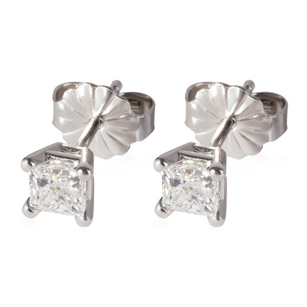 105361 sv GIA Certified Princess Cut Diamond Stud Earrings in 14K White Gold D FI2 052CT