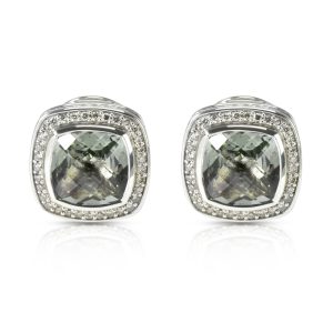 David Yurman Albion Prasiolite Diamond Earrings in Sterling Silver 064 CTW Prada 2way Calfskin Cloth Bag Shoulder Strap Greige