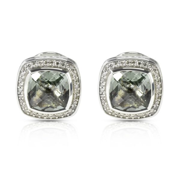 David Yurman Albion Prasiolite Diamond Earrings in Sterling Silver 064 CTW David Yurman Albion Prasiolite Diamond Earrings in Sterling Silver 064 CTW