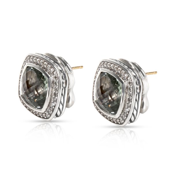 105427 sv David Yurman Albion Prasiolite Diamond Earrings in Sterling Silver 064 CTW