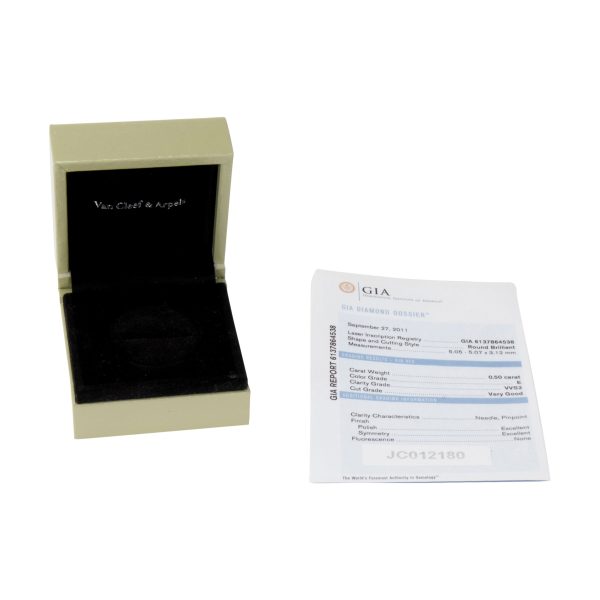 105532 box 2fbfcb57 6842 4d59 a239 587e0ad8ae8f Van Cleef Arpels Bonheur Diamond Engagement Ring in Platinum E VVS2 05 CTW