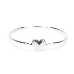 Tiffany Co Puffed Heart Bangle in Sterling Silver Christian Louboutin Studded Chain Shoulder Bag Black