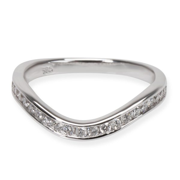 Rings Curved Diamond Wedding Band in 14K White Gold 024 CTW