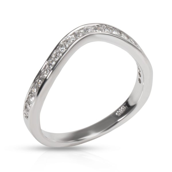 White Gold Wedding Band Curved Diamond Wedding Band in 14K White Gold 024 CTW