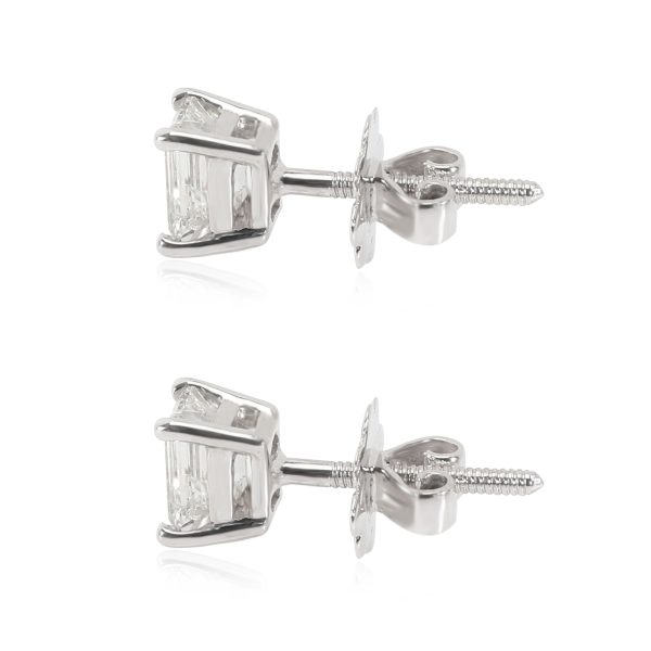 106028 av Emerald Cut Diamond Stud Earring in 18K White Gold H VS2 144 CTW