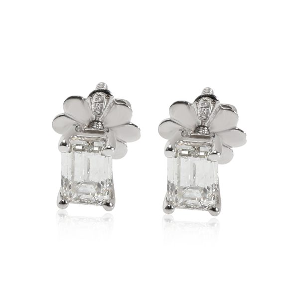 Emerald Cut Diamond Stud Earring in 18K White Gold H VS2 144 CTW Emerald Cut Diamond Stud Earring in 18K White Gold H VS2 144 CTW