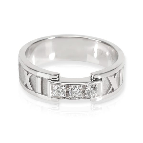 Tiffany Co Tiffany Co Atlas Ring with Diamonds in 18K White Gold 015 CTW