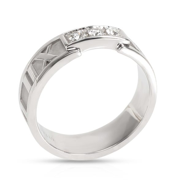 Tiffany Co Atlas Ring with Diamonds in 18K White Gold 015 CTW Tiffany Co Atlas Ring with Diamonds in 18K White Gold 015 CTW