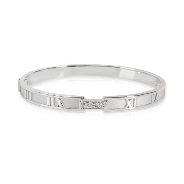 Tiffany Co Atlas Diamond Bangle in 18K White Gold 015 CTW Tiffany Co Atlas Diamond Bangle in 18K White Gold 015 CTW