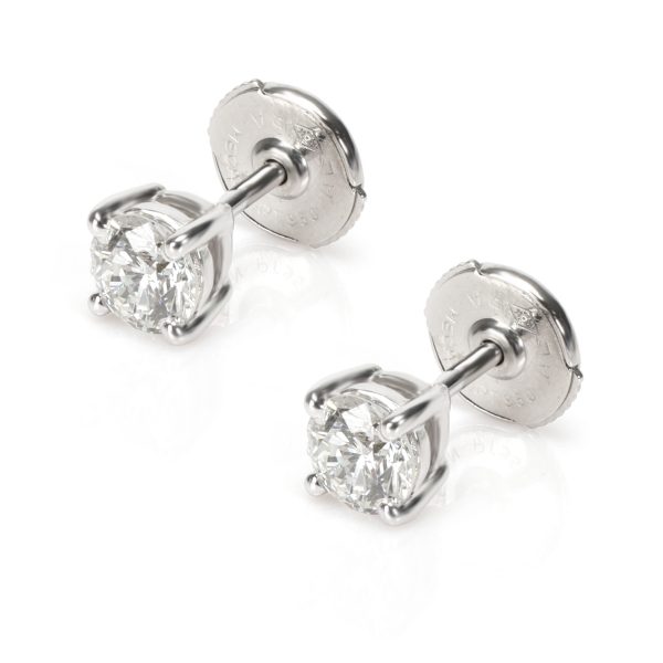 106208 av Four Prong Diamond Stud Earring in Platinum F G VS 1 CTW