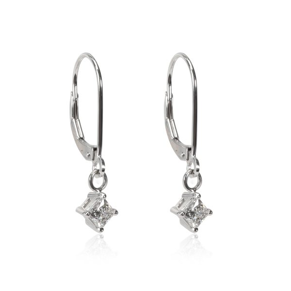 106359 sv Blue Nile Princess Diamond Dangle Earrings in 14K Gold GIA Certified E SI 060CT