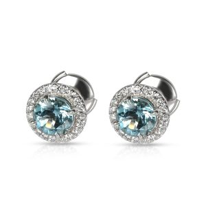 Tiffany Co Soleste Aquamarine Diamond Earrings in Platinum 020 CTW Ferragamo Vara 2way Handbag Black