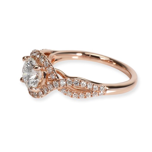 Coast Coast Halo Diamond Engagement Ring in 14K Rose Gold GIA Certified E SI1 105 CTW