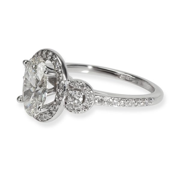 White Gold Engagement Ring Oval Halo Diamond Engagement Ring in 14K White Gold K VS1 167 CTW