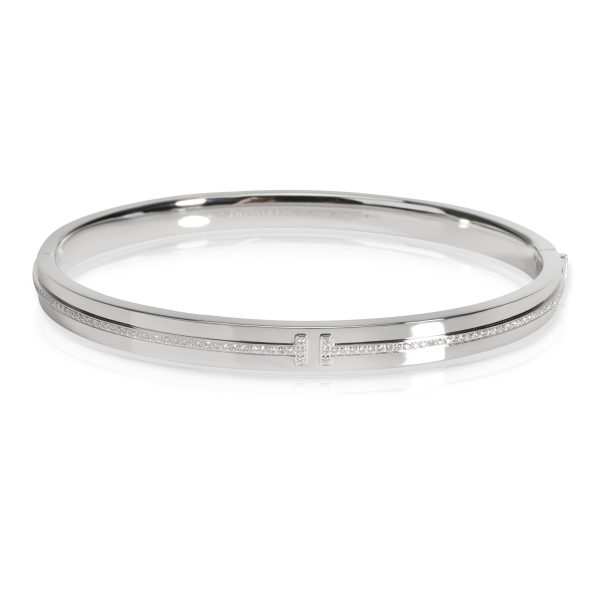 Tiffany Co T Diamond Bangle in 18K White Gold 017 CTW Tiffany Co T Diamond Bangle in 18K White Gold 017 CTW