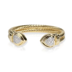 David Yurman Cable Diamond Heart Bracelet in 18K Yellow Gold 060 CTW Louis Vuitton Koala Wallet FDamier BrownRed