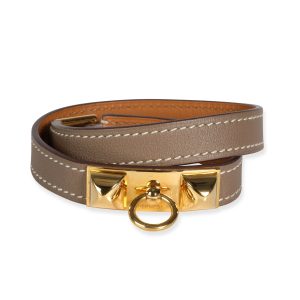 Hermès Rivale Etoupe Bracelet in Gold Plated Loewe Amazona 28 Handbag Dark Brown