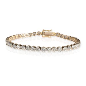 Bezel Set Diamond Bracelet in 18K 2 Tone Gold 490 CTW Louis Vuitton Eliza Handbag Monogram Multicolor