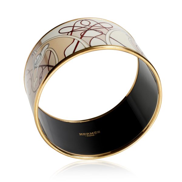 106847 av Hermès Gold Plated Extra Wide Enamel Bangle