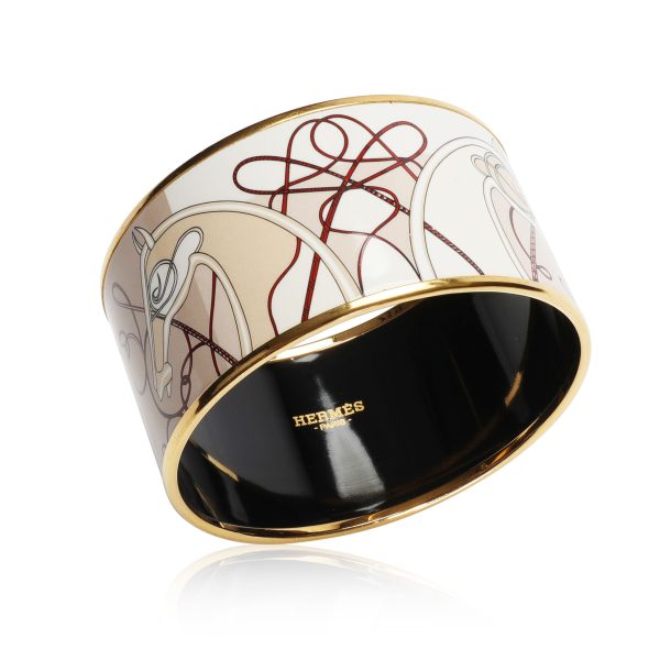 106847 pv Hermès Gold Plated Extra Wide Enamel Bangle