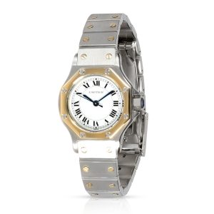 Cartier Santos Ronde 0907 Womens Watch in 18kt Stainless SteelYellow Gold Prada Heart Motif Chain Wallet Black Leather