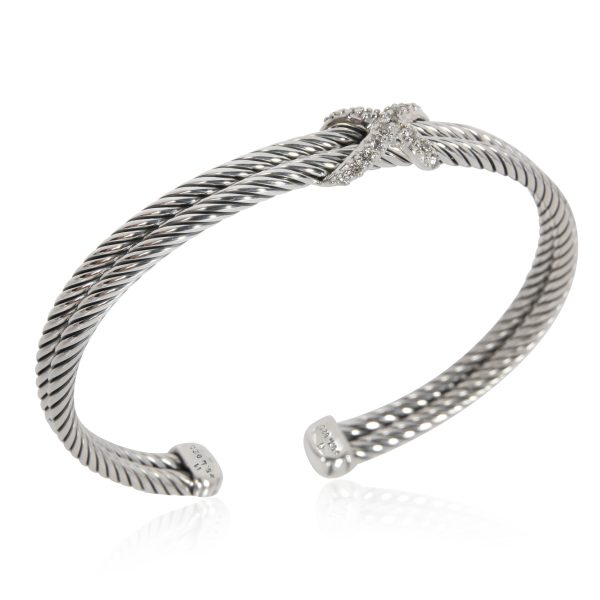 107089 av 4fbc33b4 2987 461c a061 3ff766236244 David Yurman Cable Diamond X Bracelet in Sterling Silver 022 CTW