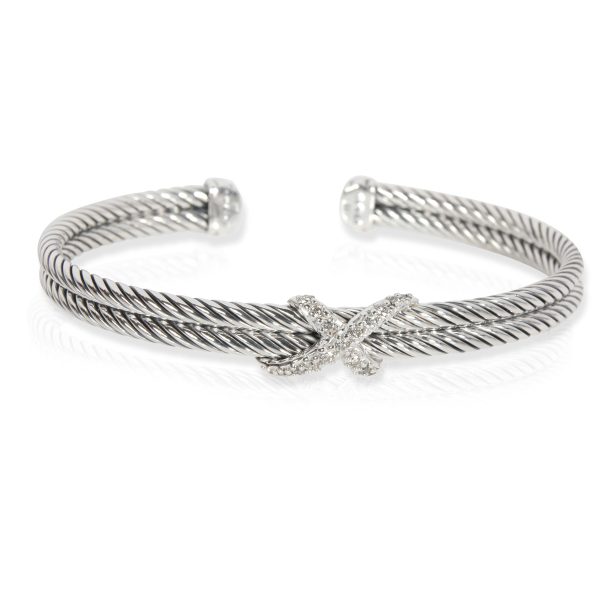 David Yurman Cable Diamond X Bracelet in Sterling Silver 022 CTW David Yurman Cable Diamond X Bracelet in Sterling Silver 022 CTW