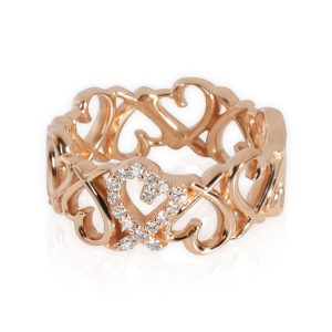 Tiffany Co Paloma Picasso Loving Heart Diamond Ring in 18K Rose Gold 005 CTW Louis Vuitton Portobier Canvas Monogram Billfold Brown