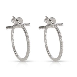 Tiffany T Diamond Hoop Earrings in 18K White Gold 041 CTW Cart