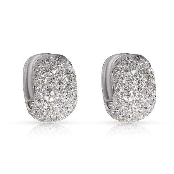 Pave Diamond Huggie Earrings in 18K White Gold 3 CTW Pave Diamond Huggie Earrings in 18K White Gold 3 CTW