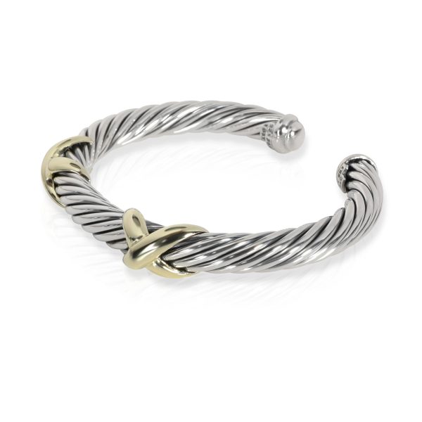 107290 sv David Yurman X Bracelet in 14K Yellow Gold Sterling Silver