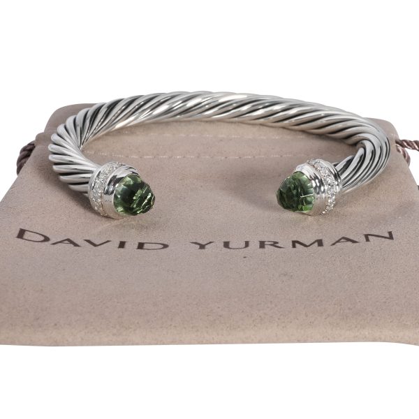 107292 box 901debbb 0327 40ed bedc c734955ef715 David Yurman Prasiolite Diamond Cable Bracelet in Sterling Silver 041 CTW