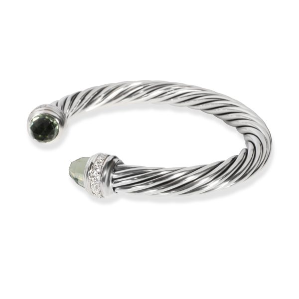 107292 sv d72f73bb b50f 47f8 b7de 846b4254e664 David Yurman Prasiolite Diamond Cable Bracelet in Sterling Silver 041 CTW