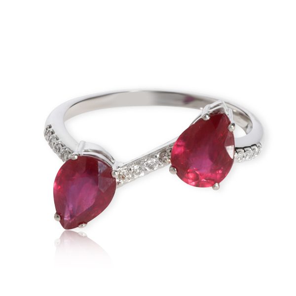 Gemma by WP Diamonds Ruby Diamond Gemstone Ring in 18K White Gold 011 CTW