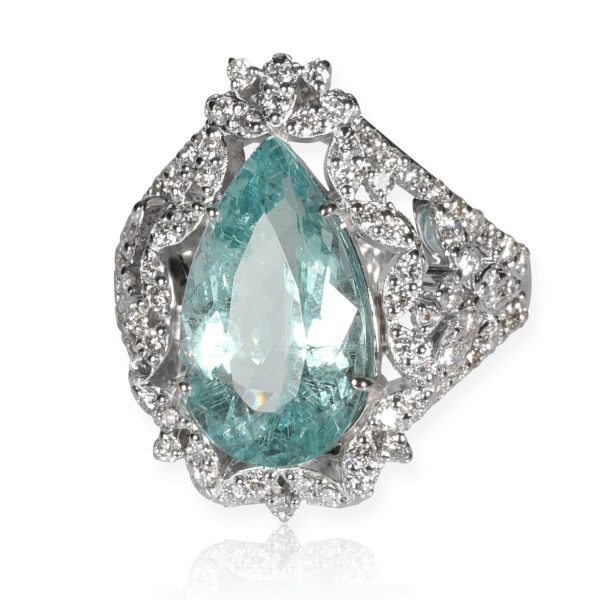 Gemma by WP Diamonds Pear Shaped Aquamarine Diamonds Gemstone Ringin 18KT White Gold 557 CTW