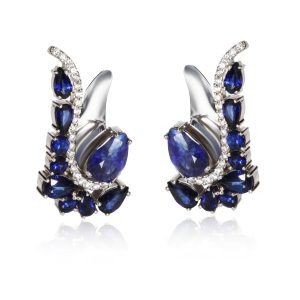 Paisley Shaped Sapphire Diamond Earrings in 18K White Gold 041 CTW Louis Vuitton Organizer de Poche Card Case Taiga Black