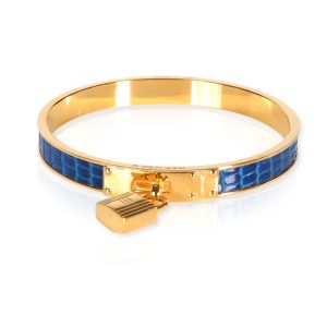 Hermès Gold Plated Blue Lizard Kelly Lock Cadena Bangle Breitling Transocean A4531012G751 Mens Watch in Stainless Steel