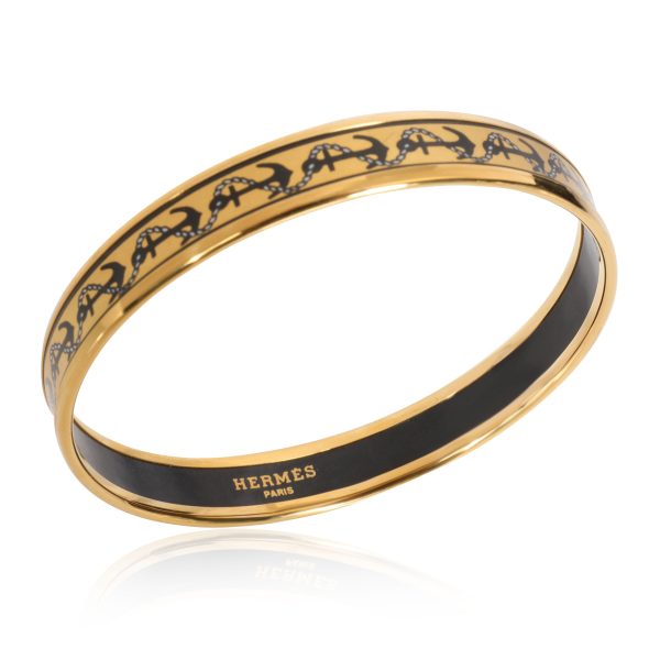 107348 pv Hermès Gold Plated Narrow Enamel Bangle