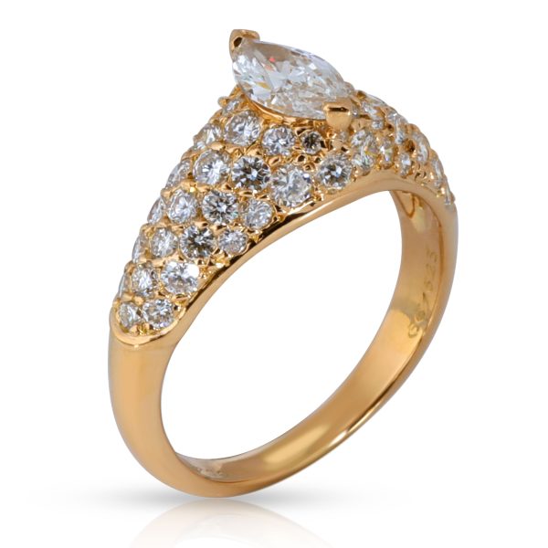 Yellow Gold Engagement Ring Cartier Pave Marquise Diamond Engagement Ring in 18K Yellow Gold 19 CTW