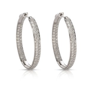 Blue Nile Pave Diamond Hoop Earrings in 14K White Gold 195 CTW Ferragamo New Vara Ribbon Bifold Mini Wallet Black