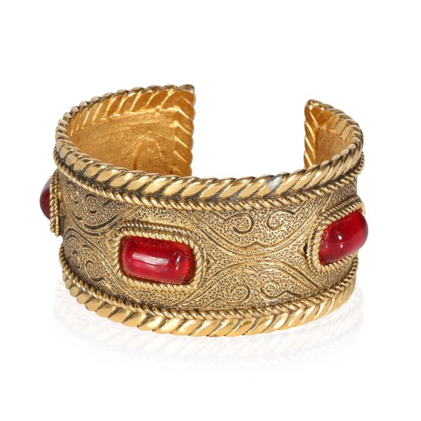 Rare Vintage Chanel Gripoix Byzantine Cuff Gold Plated Rare Vintage Chanel Gripoix Byzantine Cuff Gold Plated