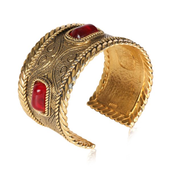 107445 pv d3b9d994 2df0 4a23 a03c 9e071f05a954 Rare Vintage Chanel Gripoix Byzantine Cuff Gold Plated