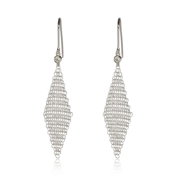 Tiffany Co Elsa Peretti Mesh Diamond Earrings in Sterling Silver 006 CTW Tiffany Co Elsa Peretti Mesh Diamond Earrings in Sterling Silver 006 CTW