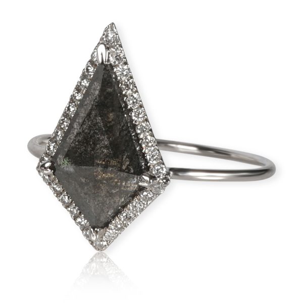 Rock Divine The Night Dagger Natural Black Kite Shaped Diamond Ring in 18K Gold VS2 131 ctw