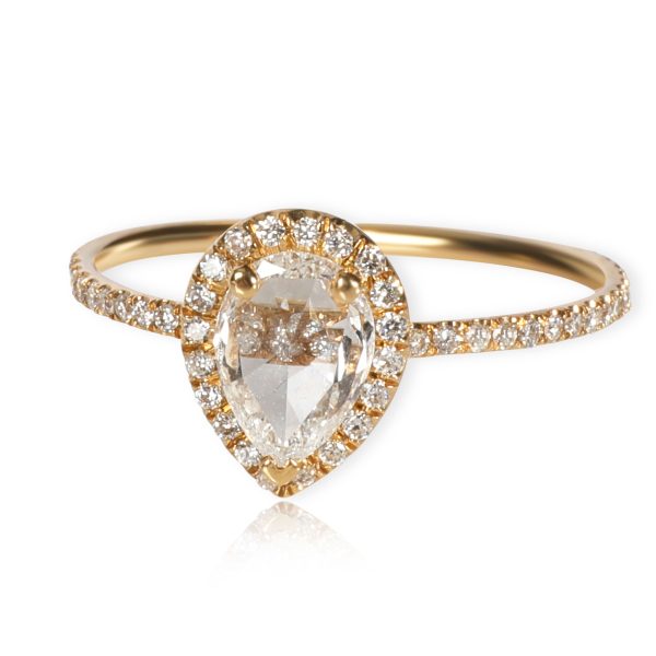 Rock Divine Reimagined Pear Shape Rose Cut Diamond Engagement Ring in 18K Gold F VS 068ctw